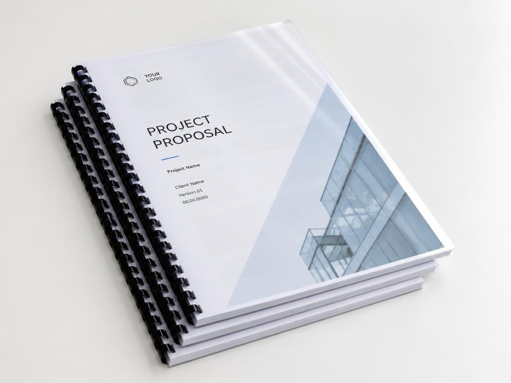 Documenti A4 rilegati con anelli neri e copertina trasparente